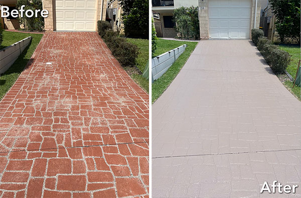 Results from us cleaning, sealing and painting a driveway